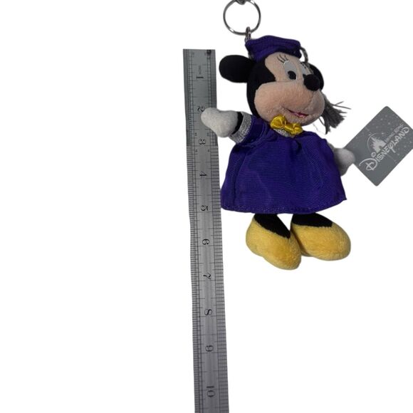 New Hong Kong Disneyland Minnie Mouse Purple Graduation Plush Key Chain- Rare - Picture 12 of 12